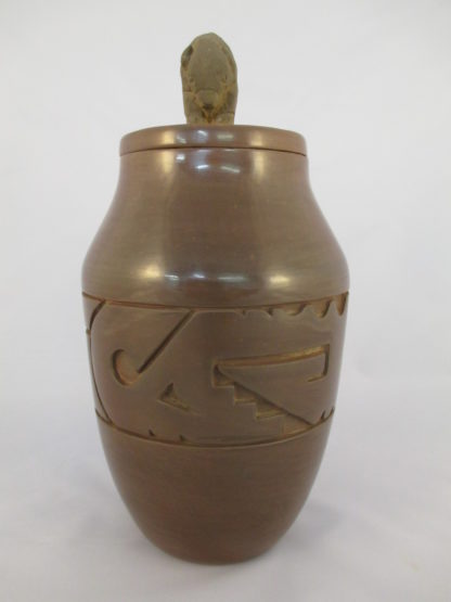 Bison Lidded Santa Clara Pottery Jar by Ryan Roller