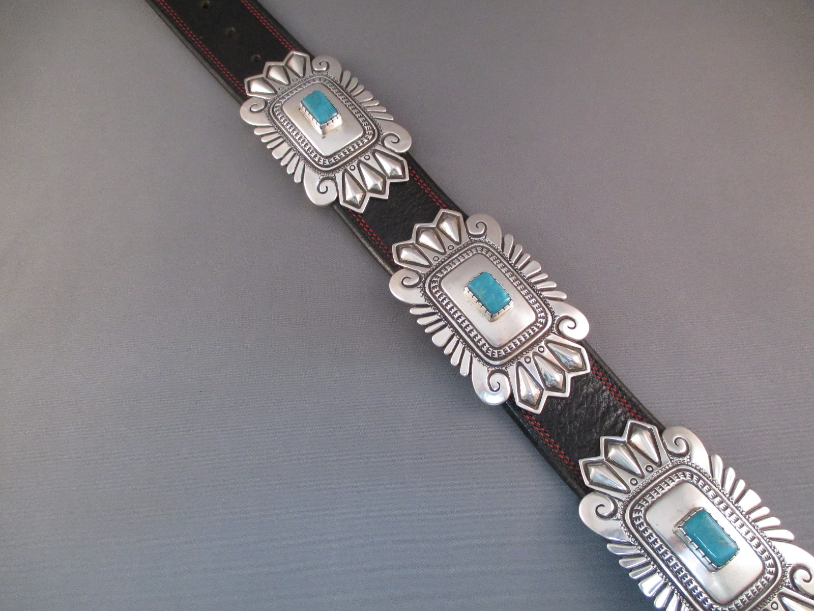 Morenci Turquoise Concho Belt by Leonard Gene