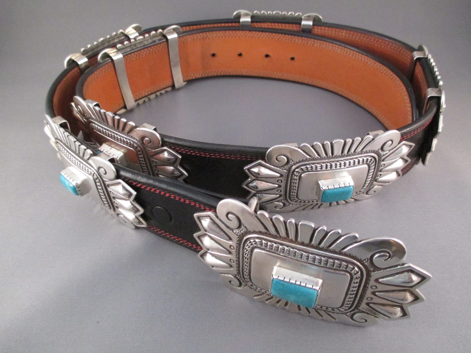 Morenci Turquoise Concho Belt by Leonard Gene