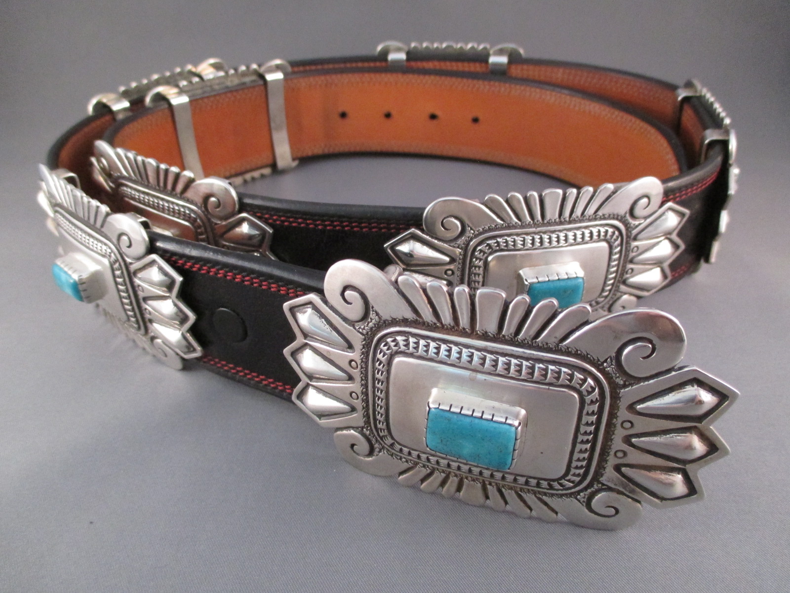 Morenci Turquoise Concho Belt by Leonard Gene