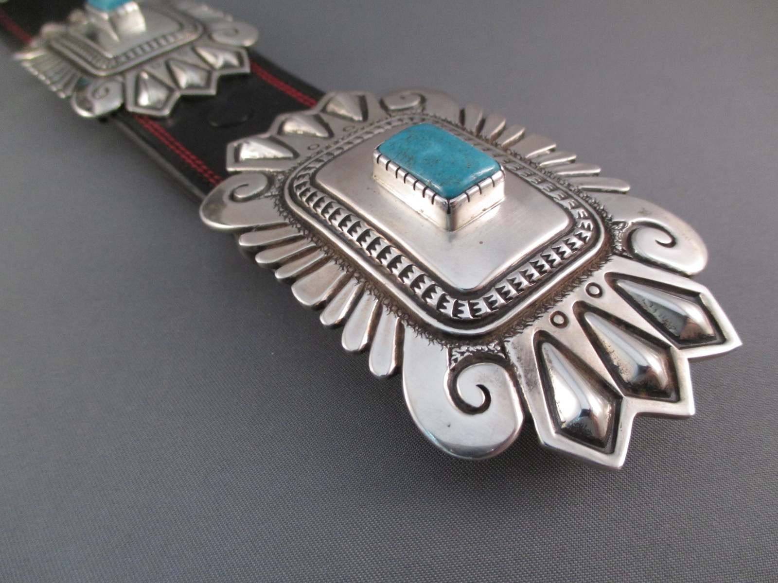 Morenci Turquoise Concho Belt by Leonard Gene