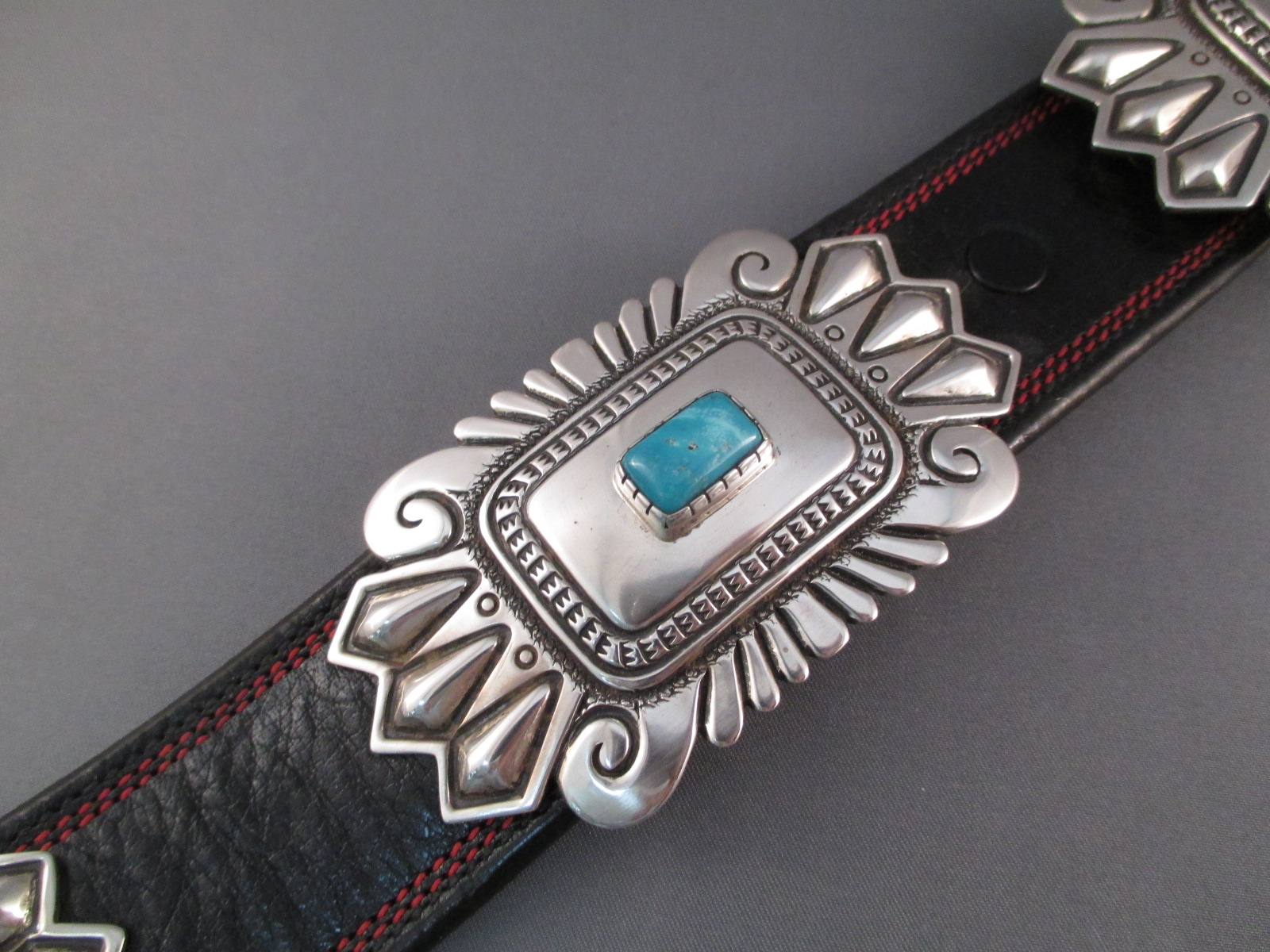 Morenci Turquoise Concho Belt by Leonard Gene