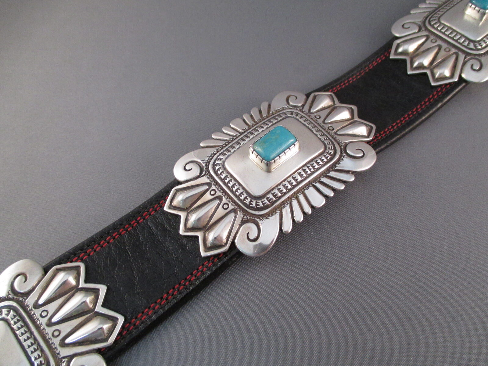 Morenci Turquoise Concho Belt by Leonard Gene