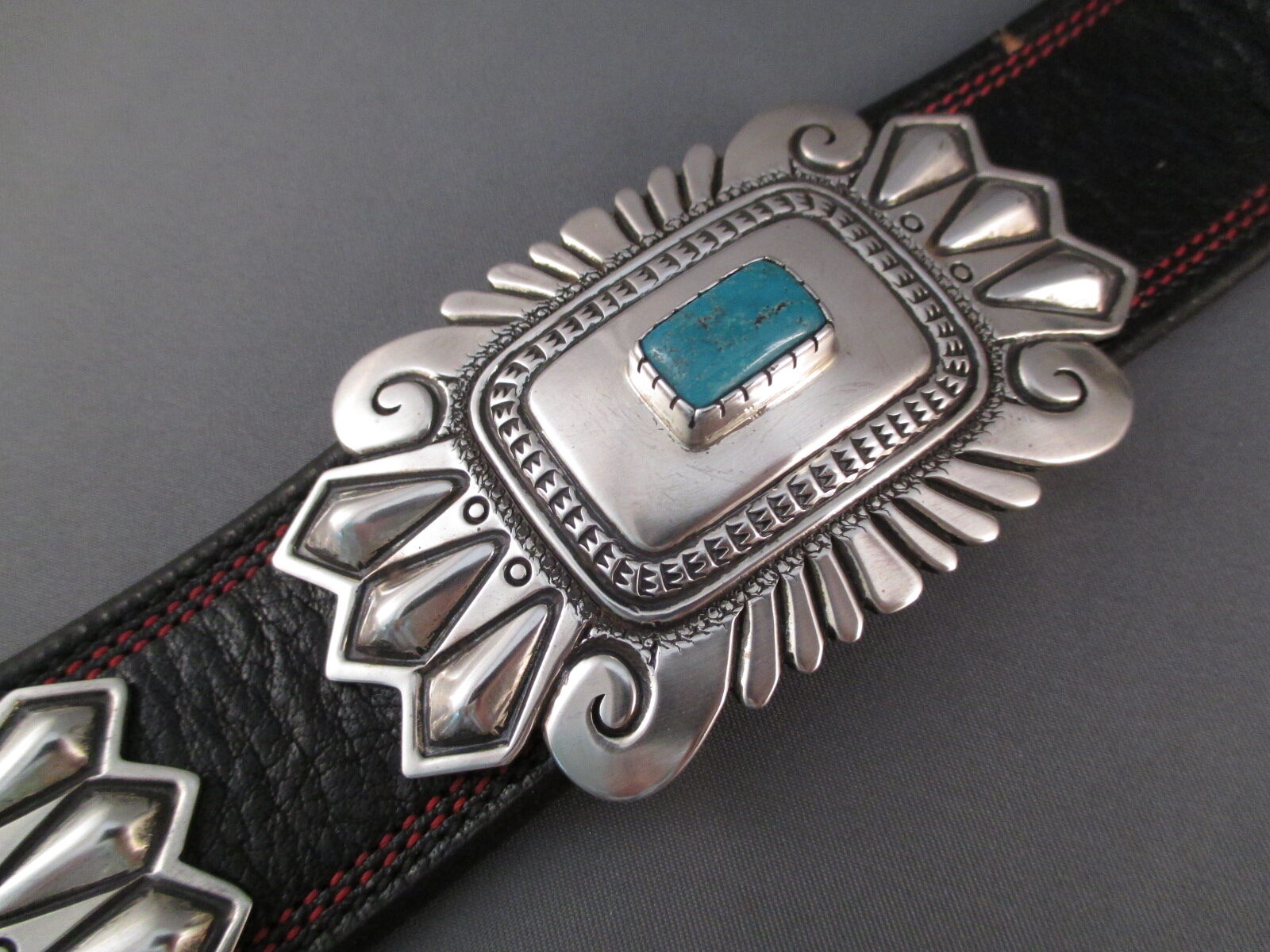 Morenci Turquoise Concho Belt by Leonard Gene