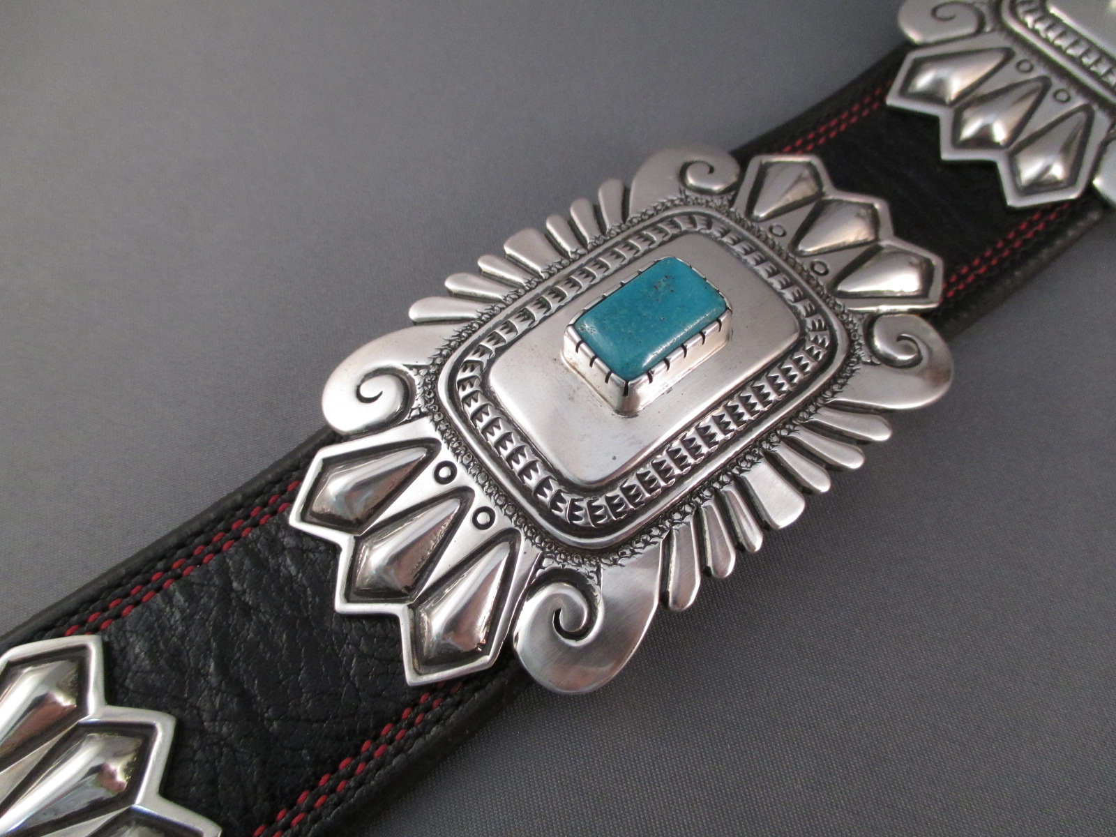 Morenci Turquoise Concho Belt by Leonard Gene