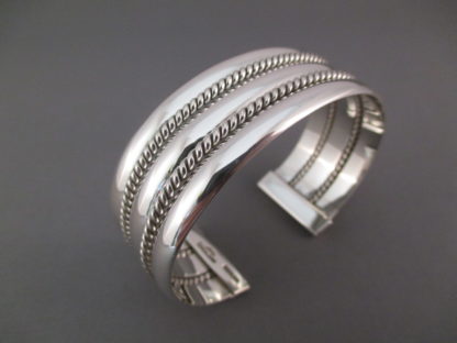 Polished 3 Row Sterling Silver Bracelet Cuff by Artie Yellowhorse