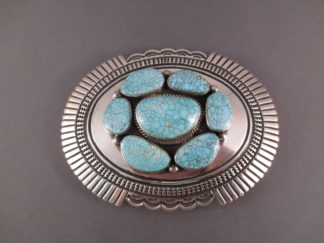 Sterling Silver & 'Number Eight Turquoise' Belt Buckle by Native American Jewelry Artist, Andy Cadman $1,625-