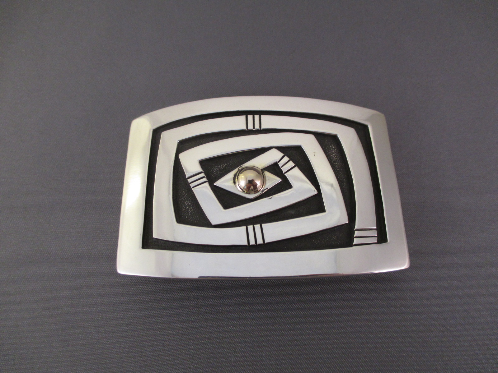Kee Yazzie Sterling Silver & 14kt Gold Belt Buckle