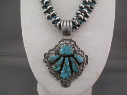 3 Strand Kingman Turquoise Pendant Necklace