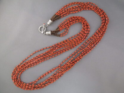 Long Coral Necklace with Heishi