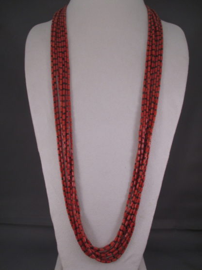 Long Coral Necklace with Heishi