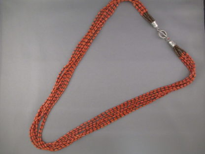 Long Coral Necklace with Heishi