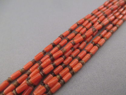 Long Coral Necklace with Heishi