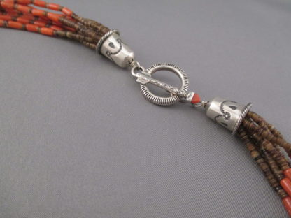 Long Coral Necklace with Heishi