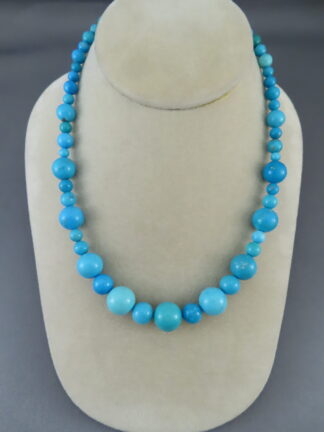 Sleeping Beauty Turquoise Bead Necklace by Santo Domingo Pueblo Indian jeweler, Pilar Lovato $1,650- FOR SALE