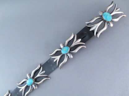 Morenci Turquoise Concho Belt by Harrison Bitsui – Sandcast