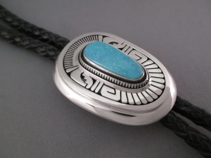 Carico Lake Turquoise Bolo Tie by Leonard Nez