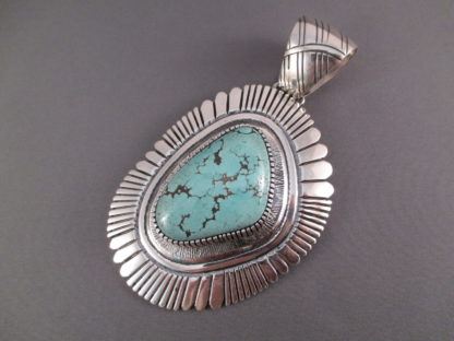 Ernest Bilagody, Sr. Sterling Silver & Carico Lake Turquoise Pendant
