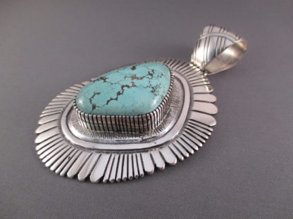 Ernest Bilagody, Sr. Sterling Silver & Carico Lake Turquoise Pendant