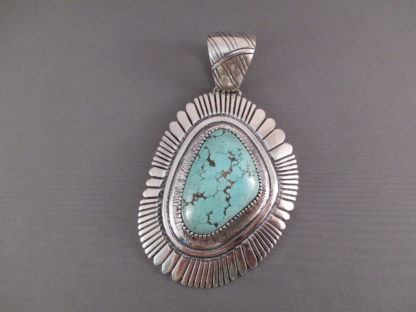 Ernest Bilagody, Sr. Sterling Silver & Carico Lake Turquoise Pendant