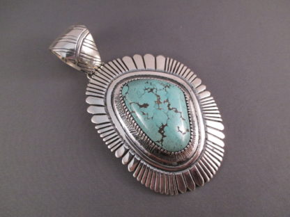 Ernest Bilagody, Sr. Sterling Silver & Carico Lake Turquoise Pendant