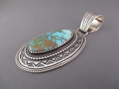 Sterling Silver & Carico Lake Turquoise Pendant by Calvin Martinez