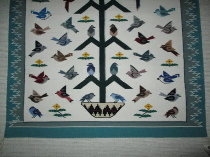 Tree of Life Weaving with Birds by Marie Sellers – Medium Size Navajo Rug