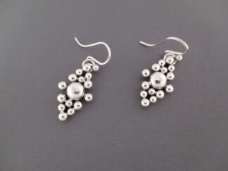 Diamond-Shaped Sterling Silver hook Earrings with 'Dots' by Navajo jewelry artist, Artie Yellowhorse $115-