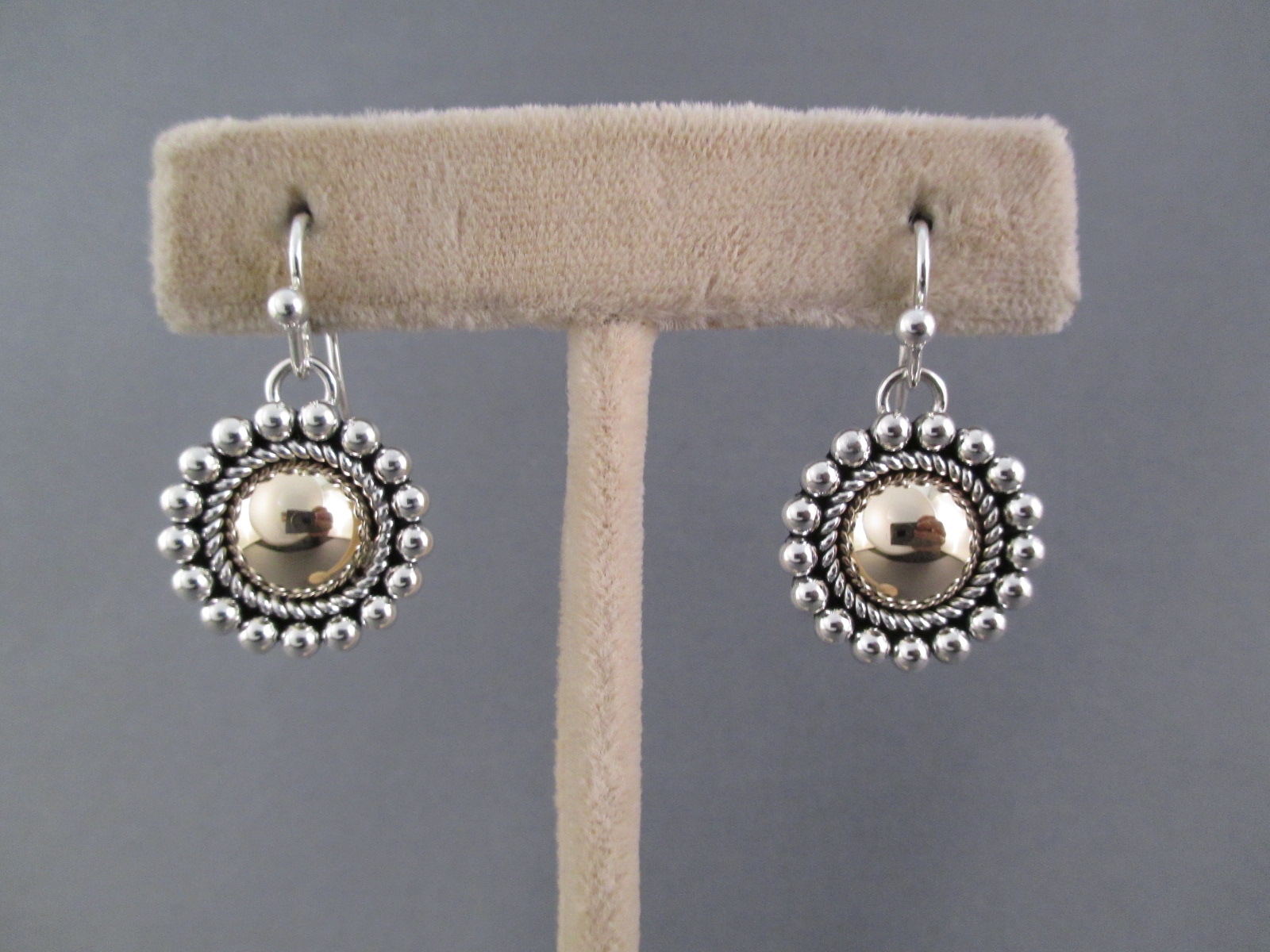 Sterling Silver & 14kt Gold hook Earrings by Navajo jewelry artist, Artie Yellowhorse $395-