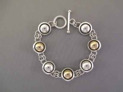 Sterling Silver & 14kt Gold Link Bracelet by Artie Yellowhorse