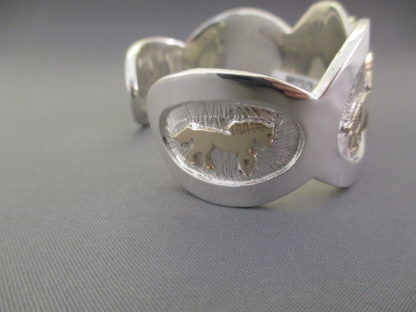 ‘Horse’ Bracelet with 14kt Gold & Apache Blue Turquoise by Fortune Huntinghorse