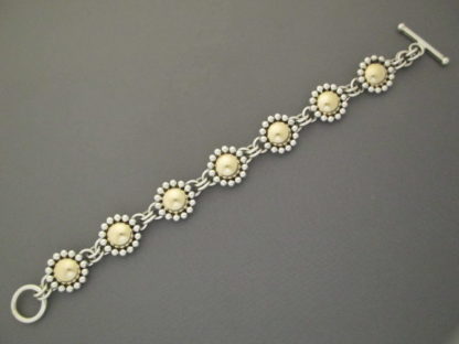 Artie Yellowhorse Sterling Silver &14kt Gold Link Bracelet