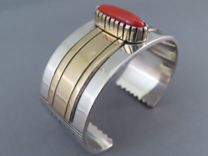 Gold & Silver Coral Bracelet by Leonard Nez