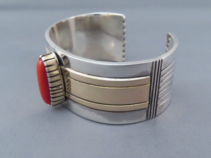 Gold & Silver Coral Bracelet by Leonard Nez