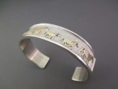 Sean Taylor Silver & Gold ‘Horse’ Bracelet with Turquoise Inlay