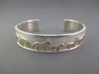 Sean Taylor Silver & Gold ‘Horse’ Bracelet with Turquoise Inlay