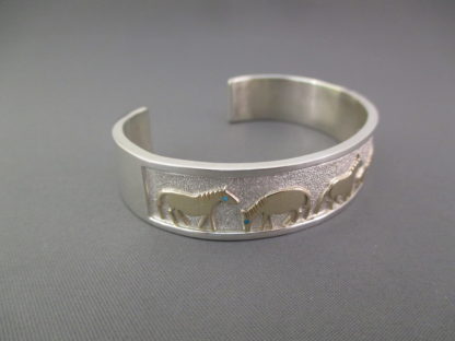 Sean Taylor Silver & Gold ‘Horse’ Bracelet with Turquoise Inlay