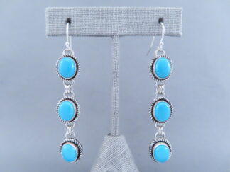 ‘Three-Tier’ Sleeping Beauty Turquoise Earrings by Artie Yellowhorse