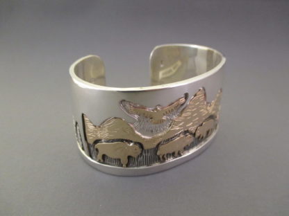 Teton Bracelet – Silver & Gold Teton Bracelet with Roaming Bison
