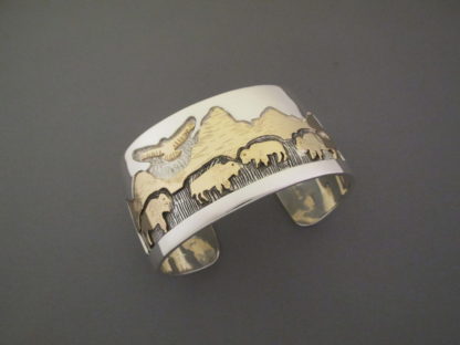 Teton Bracelet – Silver & Gold Teton Bracelet with Roaming Bison