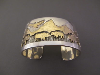 Teton Bracelet – Silver & Gold Teton Bracelet with Roaming Bison