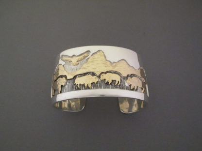 Teton Bracelet – Silver & Gold Teton Bracelet with Roaming Bison