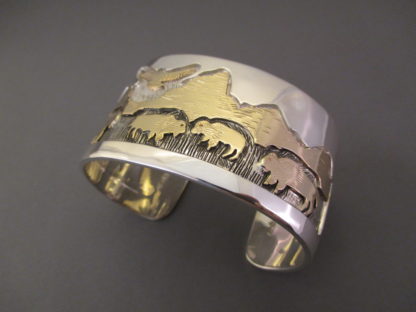 Teton Bracelet – Silver & Gold Teton Bracelet with Roaming Bison