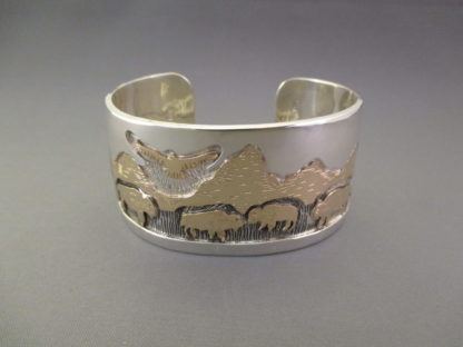 Teton Bracelet – Silver & Gold Teton Bracelet with Roaming Bison