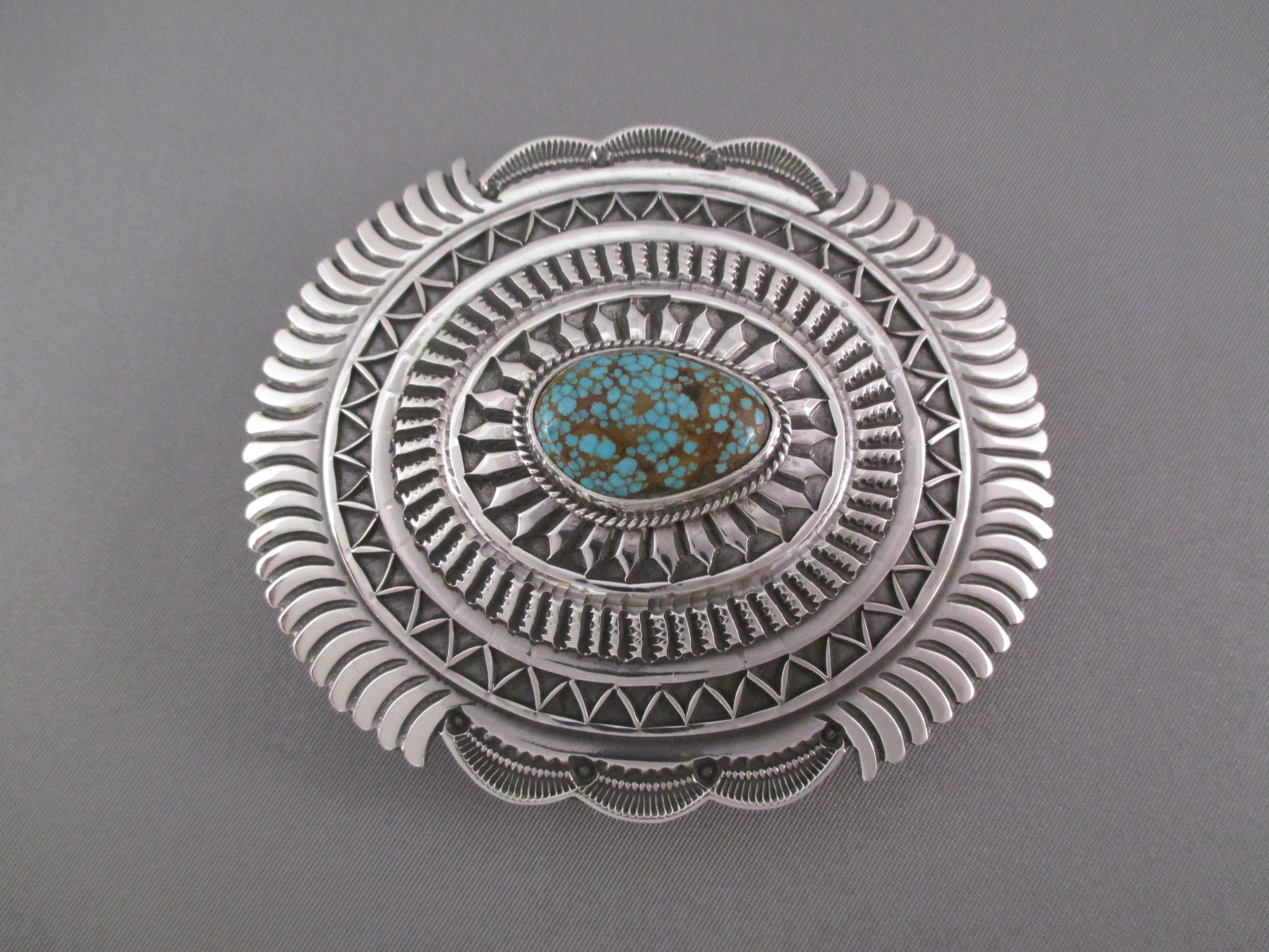 Turquoise Buckle - Sterling Silver & Kingman Turquoise Belt Buckle