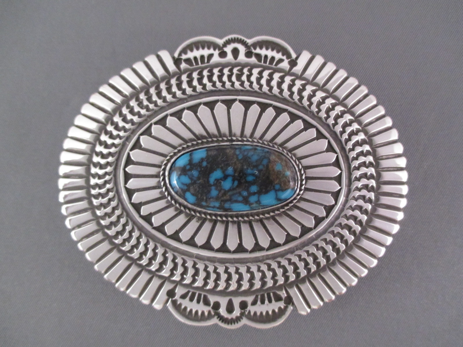 Native American Jewelry - Apache Blue Turquoise Belt Buckle by Navajo jewelry artist, Sunshine Reeves $750-