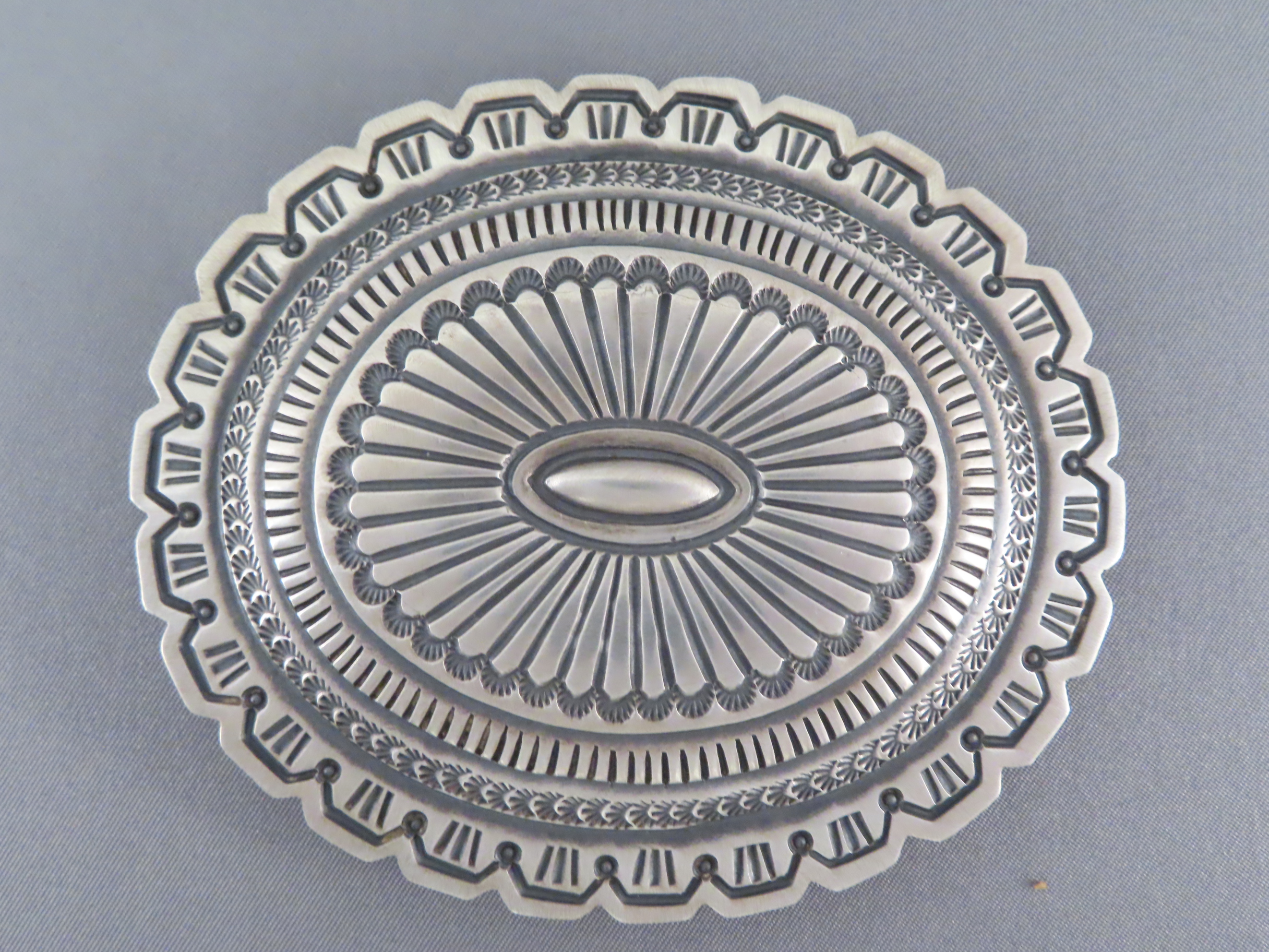 Native American Jewelry For Sale - Sterling Silver Belt Buckle by Navajo jeweler, Arnold Blackgoat $775-