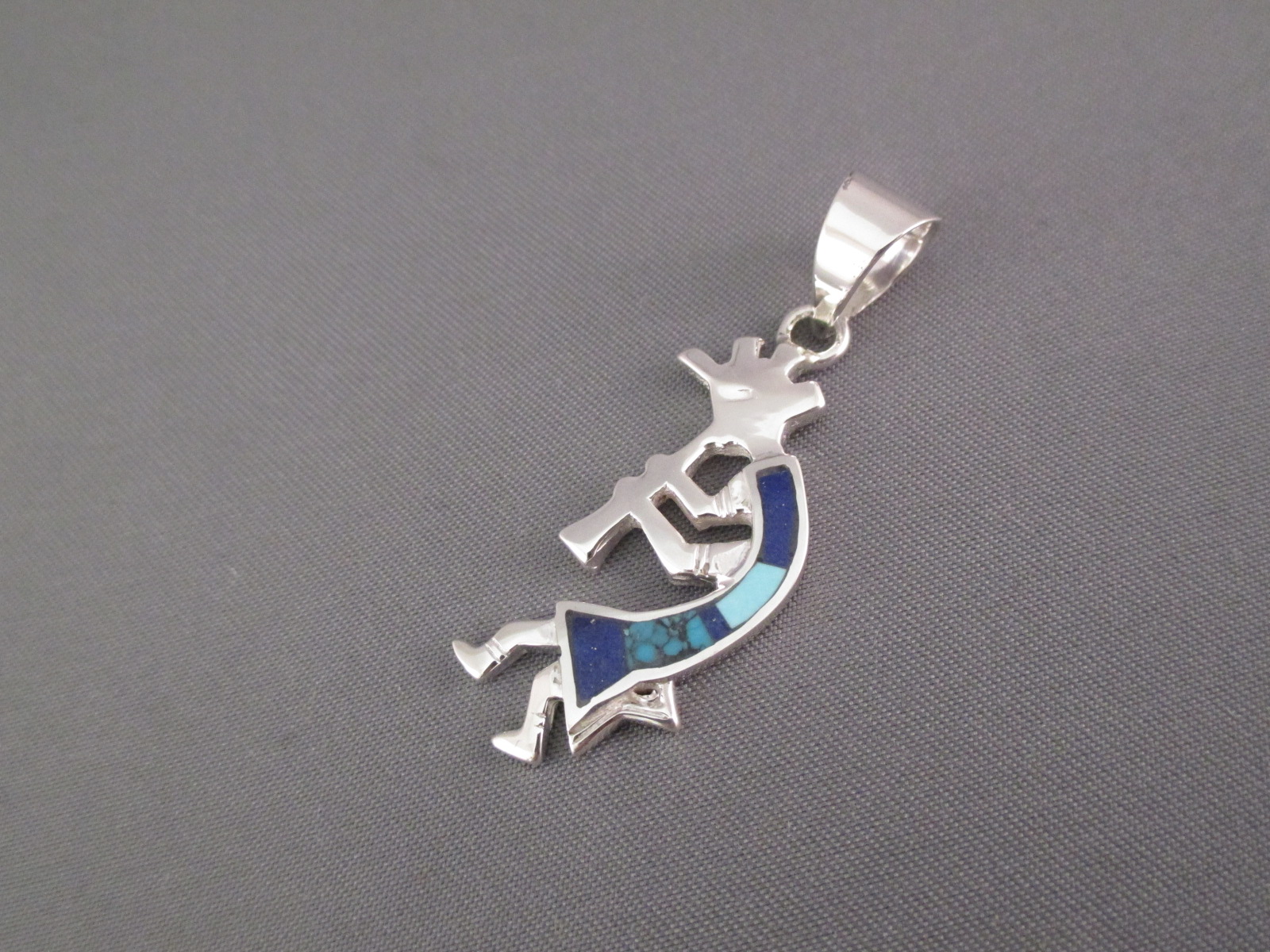 Turquoise & Lapis Inlay Kokopelli Pendant