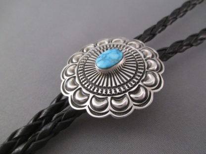 Sterling Silver Bolo Tie with Kingman Turquoise by Orville White