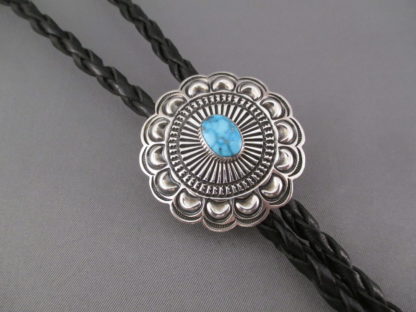 Sterling Silver Bolo Tie with Kingman Turquoise by Orville White